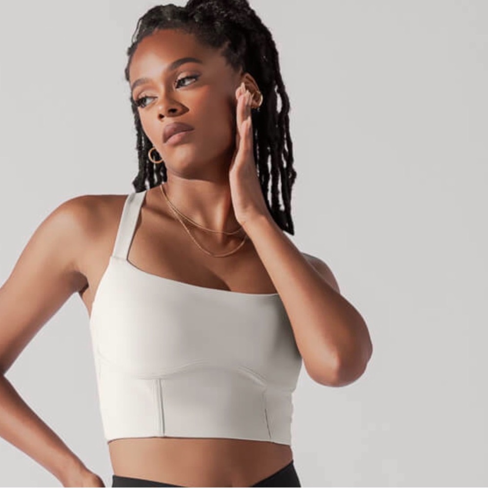 POPFLEX Active Daphne Corset Crop Top in Light Sand